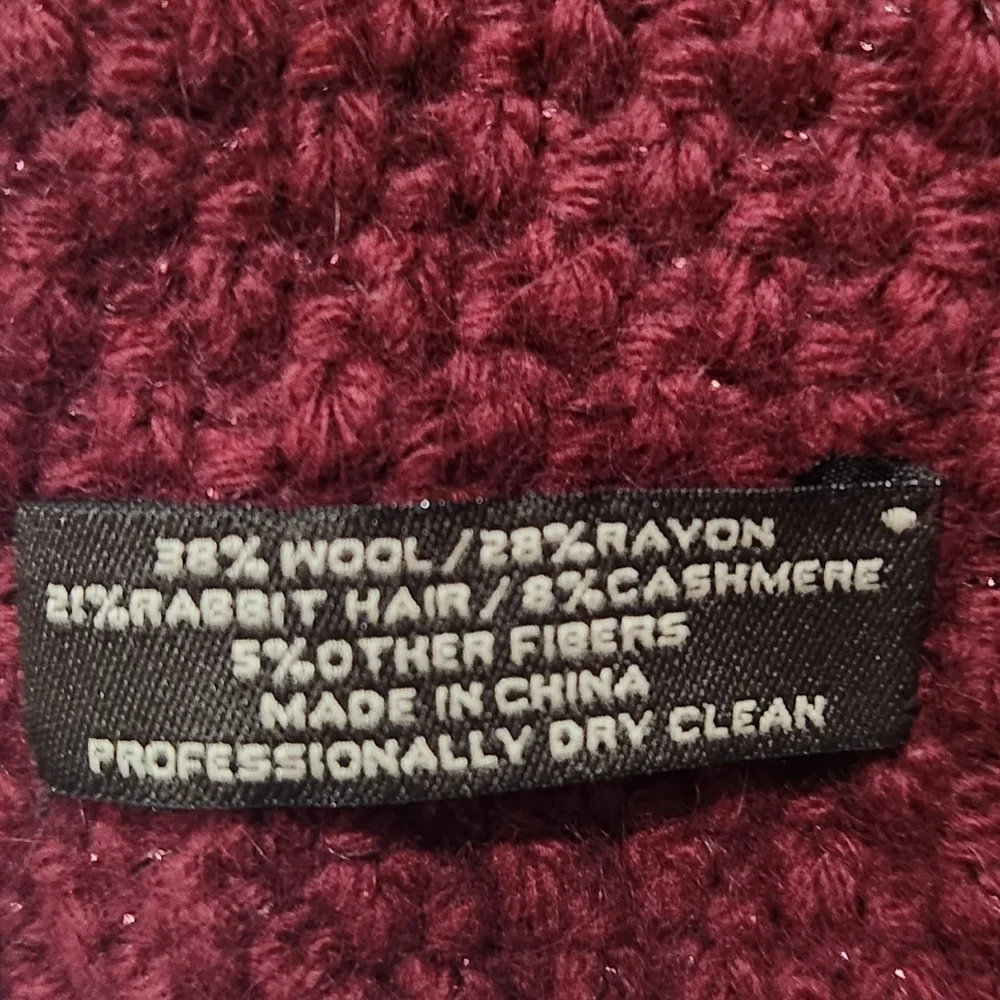 Coach burgundy wool/rabbit hair/cashmere scarf